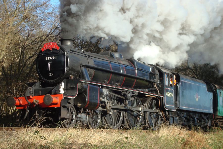 L.M.R. 'Black 5' 4-6-0 No. 45379, seen here climbing towards Medstead & Four Marks with a morning service from Alton. (18th December 2011)